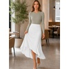 image:imageAvanova Women Ruched High Waist Midi Skirt Flowy A Line Below Knee Dressy Casual SkirtsWhite