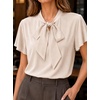 image:imageAvanova Women Color Block V Neck Short Sleeve Blouses Shirts Work Elegant Dressy TopsBeige