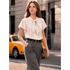 image:imageAvanova Women Color Block V Neck Short Sleeve Blouses Shirts Work Elegant Dressy TopsBeige