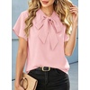 image:imageAvanova Women Color Block V Neck Short Sleeve Blouses Shirts Work Elegant Dressy TopsPink