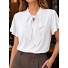 image:imageAvanova Women Color Block V Neck Short Sleeve Blouses Shirts Work Elegant Dressy TopsWhite