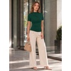 image:imageAvanova Women Ruched Mock Neck Tops Short Sleeve Fitted Dressy Casual Business Work ShirtsGreen