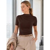 image:imageAvanova Women Ruched Mock Neck Tops Short Sleeve Fitted Dressy Casual Business Work ShirtsKhaki