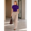 image:imageAvanova Women Ruched Mock Neck Tops Short Sleeve Fitted Dressy Casual Business Work ShirtsPurple