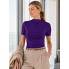 image:imageAvanova Women Ruched Mock Neck Tops Short Sleeve Fitted Dressy Casual Business Work ShirtsPurple