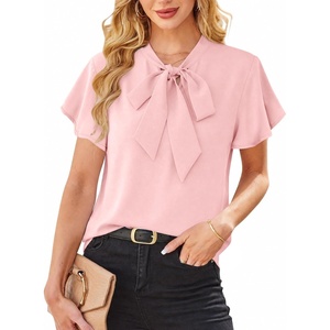 image:imageAvanova Women Color Block V Neck Short Sleeve Blouses Shirts Work Elegant Dressy TopsPink
