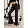 image:imageAvanova Women Fold Over Leggings Flare Yoga Pants Tummy Control Pilates Bootcut LeggingsBlack