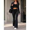 image:imageAvanova Women Fold Over Leggings Flare Yoga Pants Tummy Control Pilates Bootcut LeggingsBlack