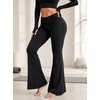 image:imageAvanova Women Fold Over Leggings Flare Yoga Pants Tummy Control Pilates Bootcut LeggingsBlack