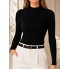 image:imageAvanova Women Mock Neck Pullover Sweater Ribbed Knit Slim Fit Long Sleeve Work CasualBlack