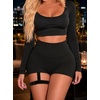 image:imageAvanova Women Sexy Scrunch Butt Lifting Shorts with Garter Straps High Waisted Booty Shorts for Festival Night OutBlack