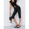 image:imageAvanova Womens Skinny Capri Pants Stretch Cropped Work Pants High Waisted Side Slit Hem for Dressy OfficeBlack