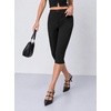 image:imageAvanova Womens Skinny Capri Pants Stretch Cropped Work Pants High Waisted Side Slit Hem for Dressy OfficeBlack