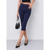 image:imageAvanova Womens Skinny Capri Pants Stretch Cropped Work Pants High Waisted Side Slit Hem for Dressy OfficeDeepblue
