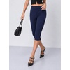 image:imageAvanova Womens Skinny Capri Pants Stretch Cropped Work Pants High Waisted Side Slit Hem for Dressy OfficeDeepblue