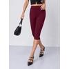 image:imageAvanova Womens Skinny Capri Pants Stretch Cropped Work Pants High Waisted Side Slit Hem for Dressy OfficeRed