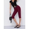 image:imageAvanova Womens Skinny Capri Pants Stretch Cropped Work Pants High Waisted Side Slit Hem for Dressy OfficeRed