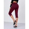 image:imageAvanova Womens Skinny Capri Pants Stretch Cropped Work Pants High Waisted Side Slit Hem for Dressy OfficeRed