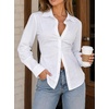 image:imageAvanova Womens Tie Back Button Down Shirt Cinched Waist Collared Work Blouse Long Sleeve Dressy TopsWhite