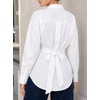 image:imageAvanova Womens Tie Back Button Down Shirt Cinched Waist Collared Work Blouse Long Sleeve Dressy TopsWhite