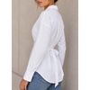 image:imageAvanova Womens Tie Back Button Down Shirt Cinched Waist Collared Work Blouse Long Sleeve Dressy TopsWhite