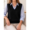 image:imageAvanova Womens V Neck Sweater Vest Sleeveless Ribbed Vest Knit Ribbed Pullover Top for Business Casual WorkBlack