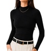 image:imageAvanova Women Mock Neck Pullover Sweater Ribbed Knit Slim Fit Long Sleeve Work CasualBlack