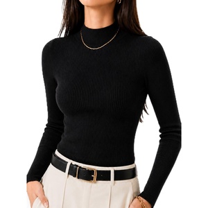 image:imageAvanova Women Mock Neck Pullover Sweater Ribbed Knit Slim Fit Long Sleeve Work CasualBlack