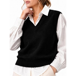 image:imageAvanova Womens V Neck Sweater Vest Sleeveless Ribbed Vest Knit Ribbed Pullover Top for Business Casual WorkBlack