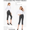 image:imageTapata Womens 19205 Inseam Capri Dress Pants HighWaist Pull on Straight Leg Capris for Office Business CasualBlack  Pinstripe