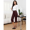 image:imageTapata Womens 19205 Inseam Capri Dress Pants HighWaist Pull on Straight Leg Capris for Office Business CasualTwill  Burgundy