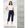 image:imageTapata Womens 19205 Inseam Capri Dress Pants HighWaist Pull on Straight Leg Capris for Office Business CasualTwill  Navy Blue