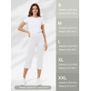 image:imageTapata Womens 19205 Inseam Capri Dress Pants HighWaist Pull on Straight Leg Capris for Office Business CasualTwill  White