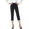 image:imageTapata Womens 19205 Inseam Capri Dress Pants HighWaist Pull on Straight Leg Capris for Office Business CasualBlack  Pinstripe