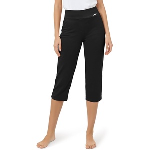 image:imageTapata Womens 19205 Inseam Capri Dress Pants HighWaist Pull on Straight Leg Capris for Office Business CasualTwill  Black