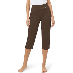 image:imageTapata Womens 19205 Inseam Capri Dress Pants HighWaist Pull on Straight Leg Capris for Office Business CasualTwill  Brown